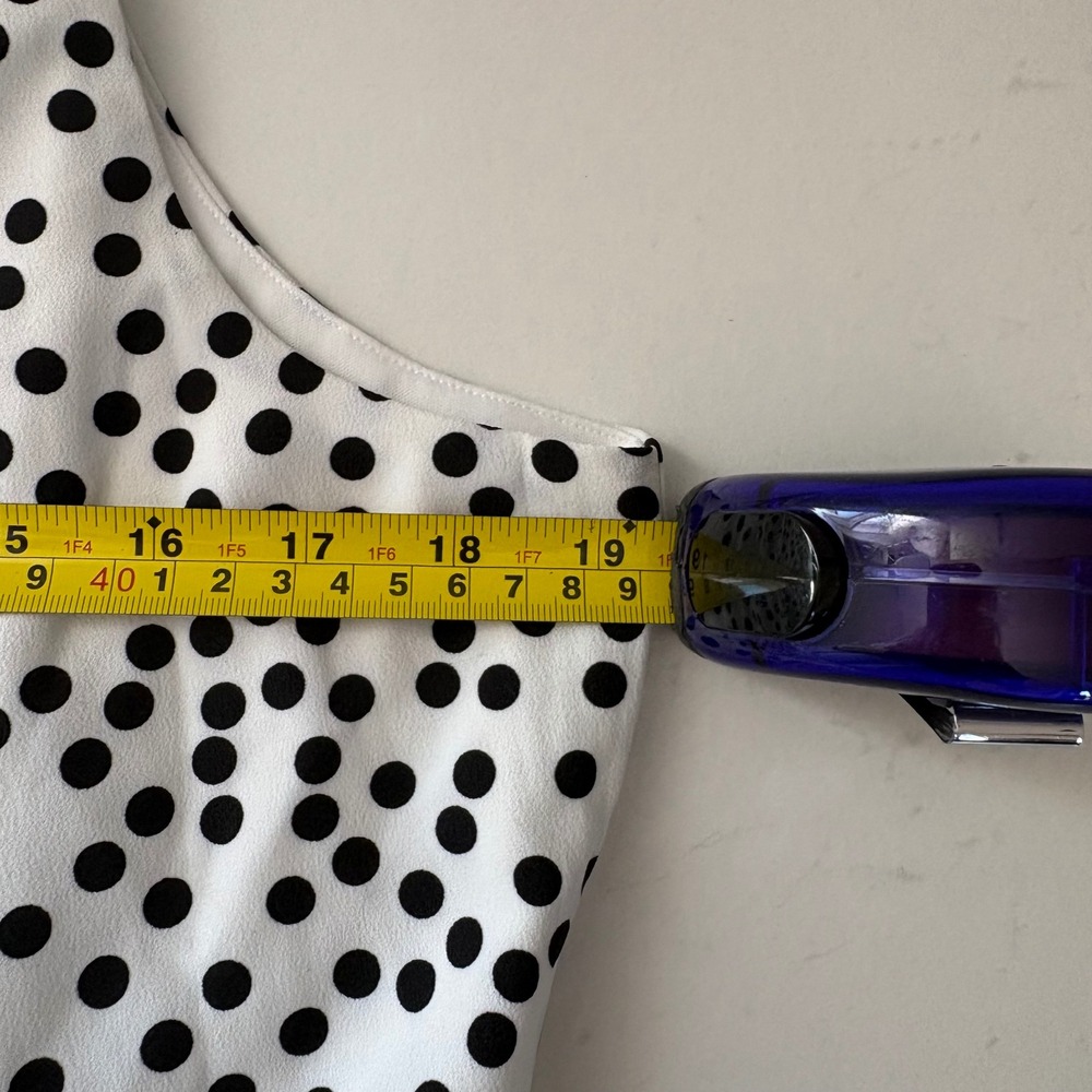 41 Hawthorn Women XL Fit and Flare Dress White Black Polka Dot Sleeveless - Picture 7 of 7